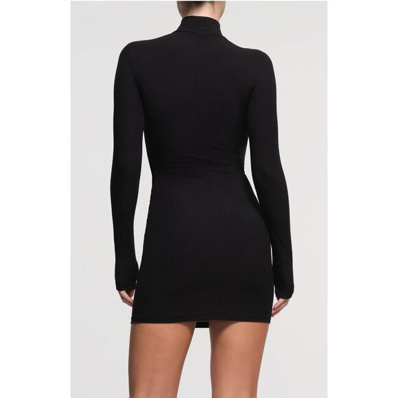 SKIMS Soft Lounge Turtleneck Long Sleeve Minidress Size 2X Black Mock Neck Dress - Picture 2 of 8